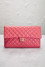 FWRD Renew Chanel Caviar Classic Flap Clutch in Pink, view 2, click to view large image.