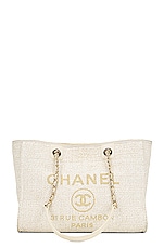FWRD Renew Chanel Deauville Straw MM Tote Bag in Green