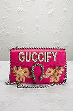 FWRD Renew Gucci Guccify Dionysus Shoulder Bag in Pink, view 2, click to view large image.