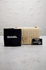 FWRD Renew Chanel Small Mademoiselle Chain Single Flap Bag in Beige, view 10, click to view large image.