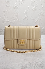 FWRD Renew Chanel Small Mademoiselle Chain Single Flap Bag in Beige, view 2, click to view large image.