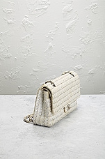 FWRD Renew Chanel Medium Classic Double Flap Tweed Shoulder Bag in Cream, view 4, click to view large image.