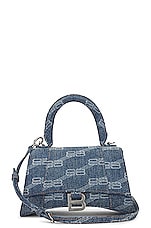 FWRD Renew Balenciaga Small Hourglass Top Handle Bag in Blue, view 1, click to view large image.