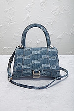 FWRD Renew Balenciaga Small Hourglass Top Handle Bag in Blue, view 2, click to view large image.