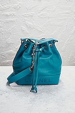 FWRD Renew Chanel Vintage Caviar Drawstring Bucket Bag in Blue, view 2, click to view large image.