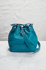 FWRD Renew Chanel Vintage Caviar Drawstring Bucket Bag in Blue, view 3, click to view large image.