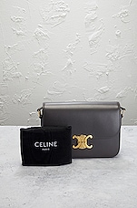 FWRD Renew Celine Calfskin Triomphe Shoulder Bag in Grey, view 10, click to view large image.