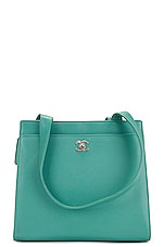 FWRD Renew Chanel Vintage Caviar CC Tote Shoulder Bag in Green, view 1, click to view large image.