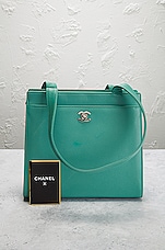 FWRD Renew Chanel Vintage Caviar CC Tote Shoulder Bag in Green, view 10, click to view large image.