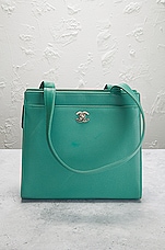 FWRD Renew Chanel Vintage Caviar CC Tote Shoulder Bag in Green, view 2, click to view large image.