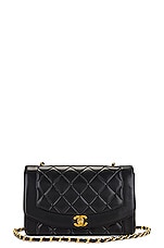 FWRD Renew Chanel Medium Quilted Diana Flap Bag in Black, view 1, click to view large image.
