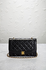 FWRD Renew Chanel Medium Quilted Diana Flap Bag in Black, view 2, click to view large image.
