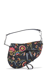 FWRD Renew Dior Floral Saddle Bag in Multi Black, view 1, click to view large image.