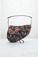 FWRD Renew Dior Floral Saddle Bag in Multi Black, view 2, click to view large image.