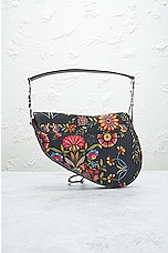 FWRD Renew Dior Floral Saddle Bag in Multi Black, view 3, click to view large image.