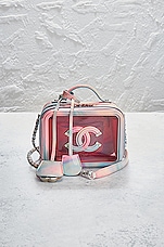 FWRD Renew Chanel 2020 Small Filigree PVC Vanity Bag in Pink, view 2, click to view large image.