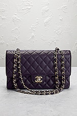 FWRD Renew Chanel Medium Caviar Classic Double Flap Shoulder Bag in Purple, view 2, click to view large image.