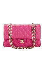 FWRD Renew Chanel Medium Lambskin Classic Double Flap Shoulder Bag in Pink, view 1, click to view large image.