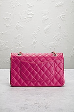 FWRD Renew Chanel Medium Lambskin Classic Double Flap Shoulder Bag in Pink, view 3, click to view large image.