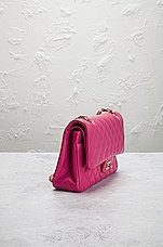 FWRD Renew Chanel Medium Lambskin Classic Double Flap Shoulder Bag in Pink, view 4, click to view large image.