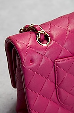 FWRD Renew Chanel Medium Lambskin Classic Double Flap Shoulder Bag in Pink, view 8, click to view large image.
