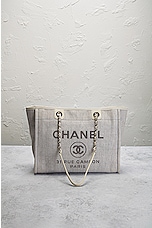 FWRD Renew Chanel Deauville Chain Tote Bag in Grey, view 2, click to view large image.
