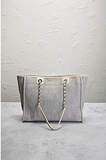 FWRD Renew Chanel Deauville Chain Tote Bag in Grey, view 3, click to view large image.