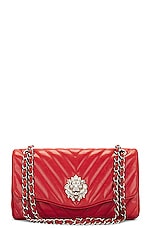 FWRD Renew Chanel Lambskin Chevron Leo Lion Flap Bag in Red, view 1, click to view large image.