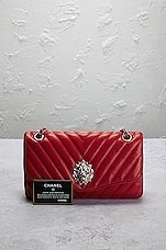 FWRD Renew Chanel Lambskin Chevron Leo Lion Flap Bag in Red, view 10, click to view large image.