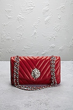 FWRD Renew Chanel Lambskin Chevron Leo Lion Flap Bag in Red, view 2, click to view large image.
