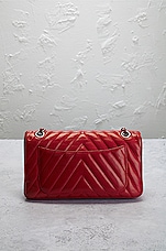 FWRD Renew Chanel Lambskin Chevron Leo Lion Flap Bag in Red, view 3, click to view large image.