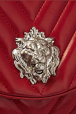 FWRD Renew Chanel Lambskin Chevron Leo Lion Flap Bag in Red, view 6, click to view large image.