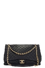 FWRD Renew Chanel Quilted Calfskin XXL Travel Flap Bag in Black, view 1, click to view large image.