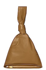 FWRD Renew Bottega Veneta Leather Knot Bag in Caramel & Gold, view 1, click to view large image.