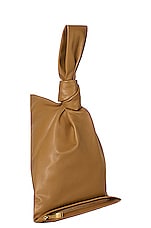 FWRD Renew Bottega Veneta Leather Knot Bag in Caramel & Gold, view 2, click to view large image.
