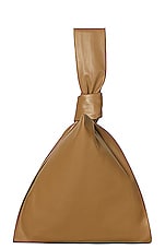 FWRD Renew Bottega Veneta Leather Knot Bag in Caramel & Gold, view 3, click to view large image.