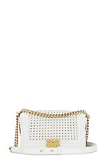 FWRD Renew Chanel 2014 Medium Braided Boy Bag in White, view 1, click to view large image.