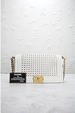 FWRD Renew Chanel 2014 Medium Braided Boy Bag in White, view 10, click to view large image.