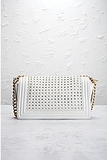 FWRD Renew Chanel 2014 Medium Braided Boy Bag in White, view 3, click to view large image.