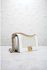 FWRD Renew Chanel 2014 Medium Braided Boy Bag in White, view 4, click to view large image.