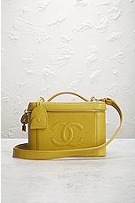 FWRD Renew Chanel Caviar 2 Way Vanity Shoulder Bag in Green, view 2, click to view large image.