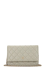 FWRD Renew Chanel Lambskin Wallet On Chain in Gray