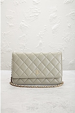 FWRD Renew Chanel Lambskin Wallet On Chain in Gray, view 2, click to view large image.