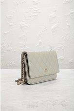 FWRD Renew Chanel Lambskin Wallet On Chain in Gray, view 4, click to view large image.