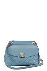 FWRD Renew Chanel Quilted Chain Shoulder Bag in Blue, view 1, click to view large image.