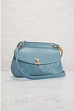 FWRD Renew Chanel Quilted Chain Shoulder Bag in Blue, view 2, click to view large image.