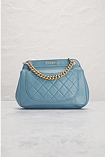 FWRD Renew Chanel Quilted Chain Shoulder Bag in Blue, view 3, click to view large image.