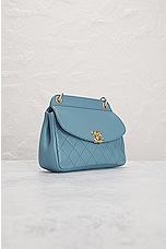 FWRD Renew Chanel Quilted Chain Shoulder Bag in Blue, view 4, click to view large image.