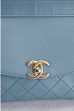 FWRD Renew Chanel Quilted Chain Shoulder Bag in Blue, view 6, click to view large image.