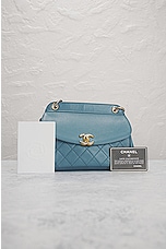 FWRD Renew Chanel Quilted Chain Shoulder Bag in Blue, view 9, click to view large image.